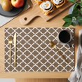 thumbnail image 2 of Brown Moroccon Placemats Set of 6 Retro Country Minimalist Abstract Motifs Place Mats Indoor Wipeable Table Mats Washable Cloth Dining Table Placemats for Kitchen Holiday Party Home Decor 13x19 Inch, 2 of 9