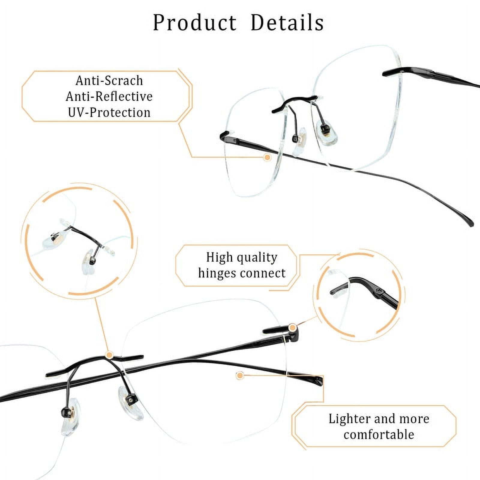 LifeArt Pure Titanium Frame Glasses/Blue Light Blocking Reading Glasses, Reduce Eyestrain, Stylish for Men and Women(Black,+1.50 Magnification)