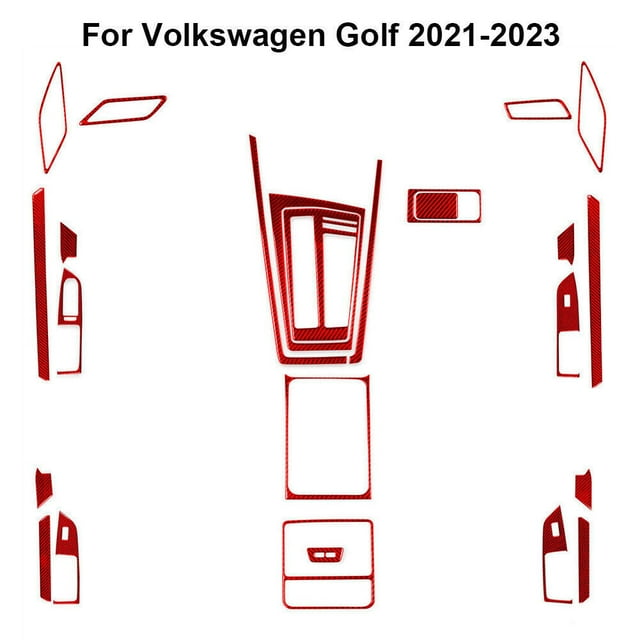 Real Bright Soft Car Interior Carbon Fiber Sticker Decoration29Pcs Red Carbon Fiber Full Interior Kit Cover For Volkswagen GolfAuto Car Protection Interior Accessories