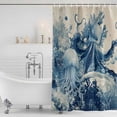 thumbnail image 2 of Blue Jellyfish Coastal Shower Curtain Set - Long 72" x 84" Washable Bathtub Curtain with 12 Hooks, Nautical Octopus Summer Ocean Rustic Waterproof Fabric Stall Shower Curtains for Bathroom Décor, 2 of 6