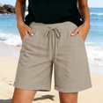 thumbnail image 2 of GHIIYER Bermuda Shorts for Women with Pockets High Waist Cotton Linen Trousers Summer Beach Shorts Size S, 2 of 6
