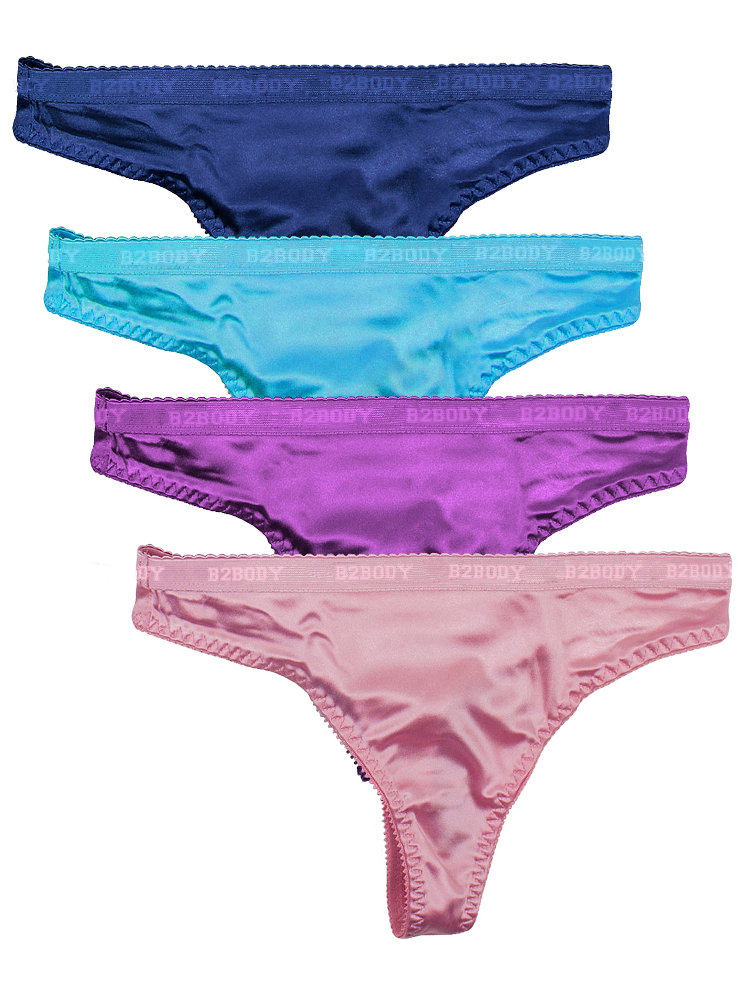 B2BODY Women's Panties Sexy Satin Thong Underwear Small to Plus Size  Multi-Pack 