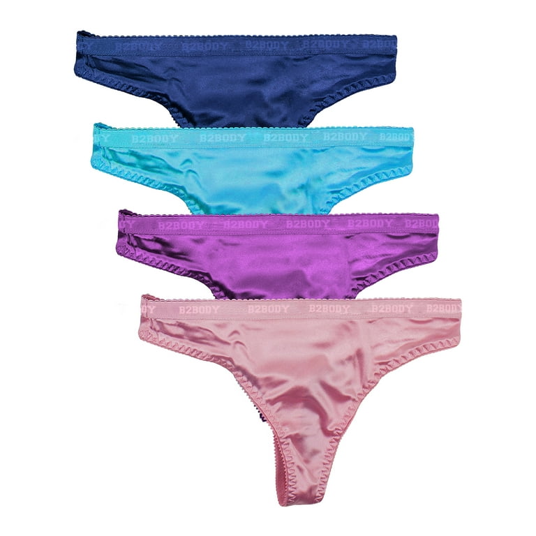 B2BODY Women's Panties Sexy Satin Thong Underwear Small to Plus Size  Multi-Pack
