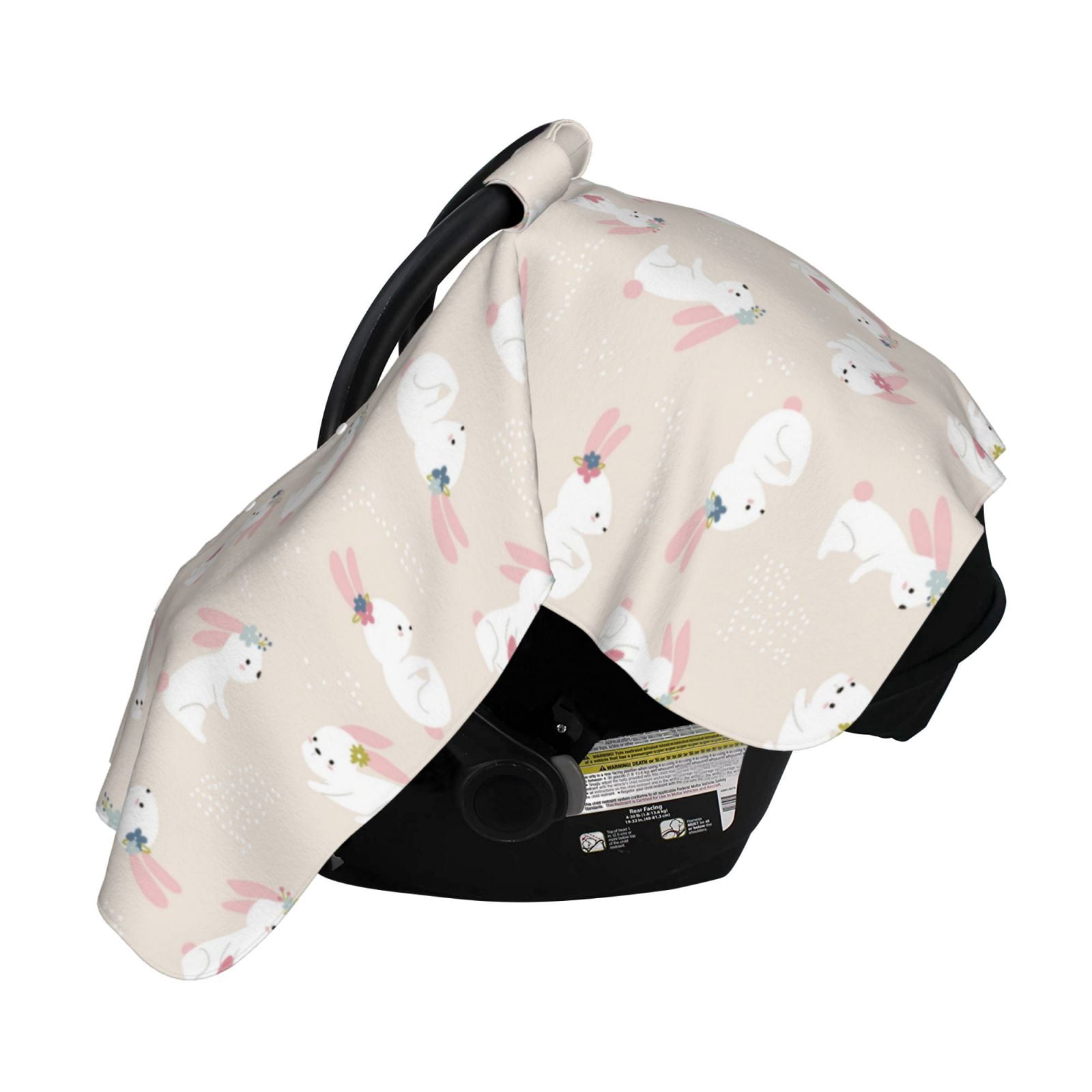 Naloa Beautiful Rabbit Baby Car Seat Cover, Breathable Baby Carrier Cover, Multiuse Baby Carrier Cover & Nursing Breastfeeding Cover