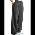 thumbnail image 2 of Pantalones Anchos y Holgados para Mujer, Estilo Palazzo Harén, Informales, A Rayas, con Cintura Elástica y Bolsillos Gris L, 2 of 7