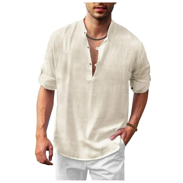 Lumento Men Plain Vacation Tee Casual Button Down T Shirt Regular Fit ...