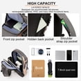 thumbnail image 3 of Mochila bandolera HOXSURY USB antirrobo impermeable gris 17 cm x 7 cm x 31 cm, 3 of 7