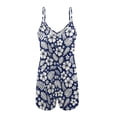 thumbnail image 2 of ZAITUBLES Womens Rompers Summer Casual Loose Sleeveless Outfit Adjustable Spaghetti Strap Shorts Jumpsuit, Lightweight with Front Pockets, Hibiscus Leaf Blue Print, Size S, 2 of 6