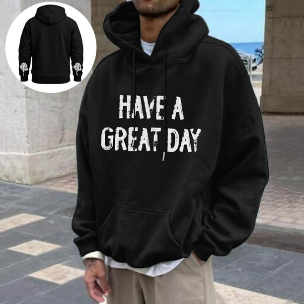 MHFRRA Sudadera con Capucha Gráfica Divertida, Informal, Cómoda y con Estampado de Letras para Uso Diario y Actividades Al Aire Libre Negro