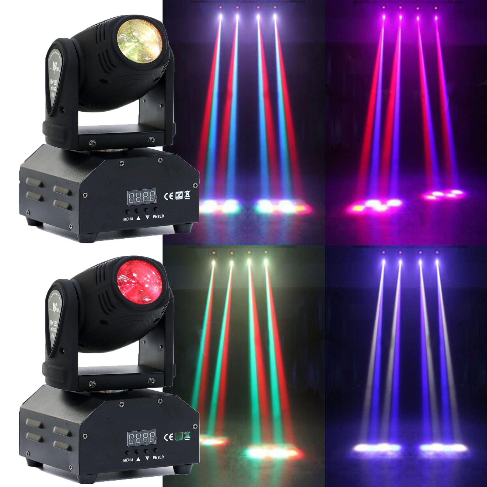 Mini Moving Head DJ Lights RGBW Beam DMX Stage Lights Sound Activated LED  Stage Lighting for Party Dance Disco Christmas Halloween 4Pack 