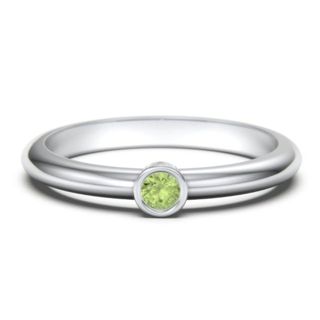 Classic Bezel Set Birthstone Ring - Peridot (August)