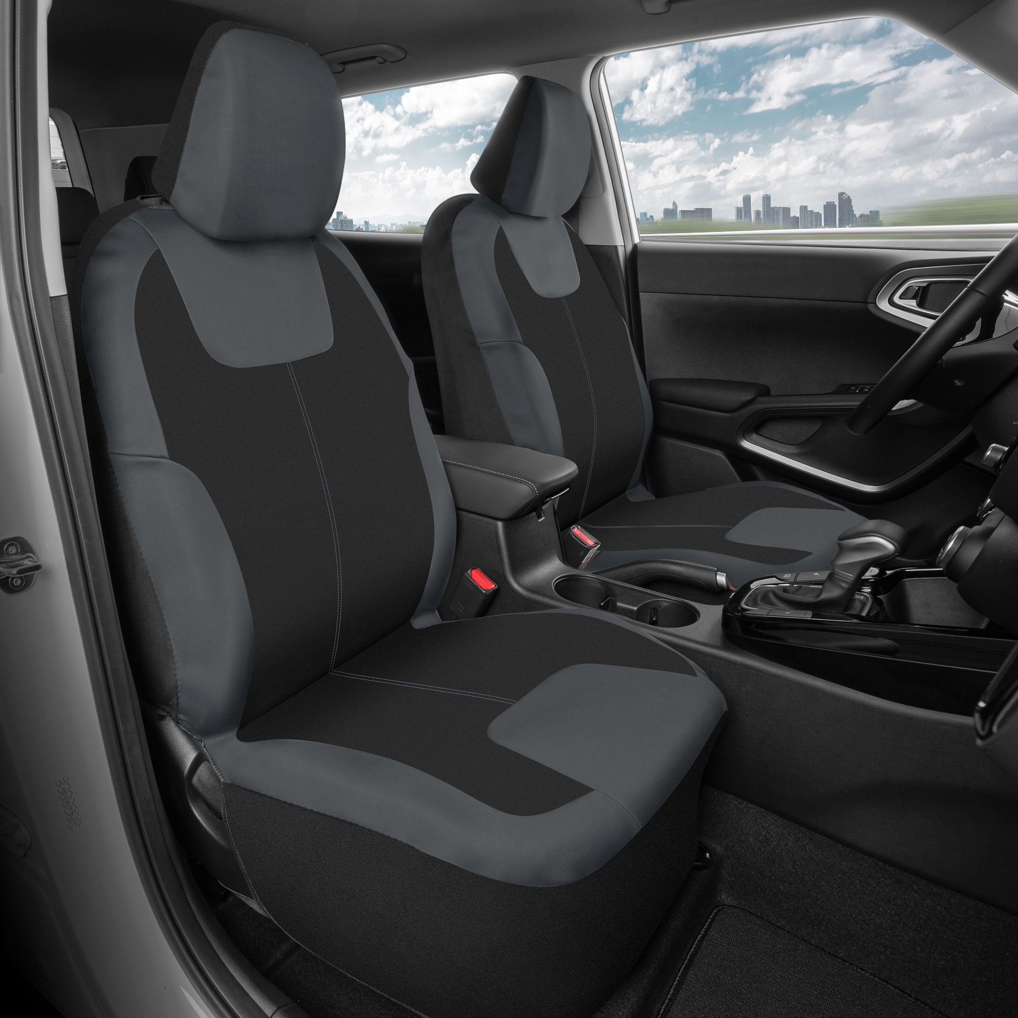 Motor Trend Premium Waterpoof Car Seat Covers for Front Seats, Gray - Universal Fit for Car Truck Van SUV