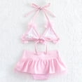 thumbnail image 4 of WUANDIXFA Baby Girl Bikini Sets Toddler Girls Two Pieces Swimsuit Solid Flowers Bikini Swimwear Summer Beach Bathing Suit 18-24 Months,Pink, 4 of 6