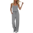 thumbnail image 2 of Ynynloco Womens Casual Loose Sleeveless Spaghetti Strap Stretchy Wide Leg Pants Jumpsuit Rompers with Pockets, 2 of 7