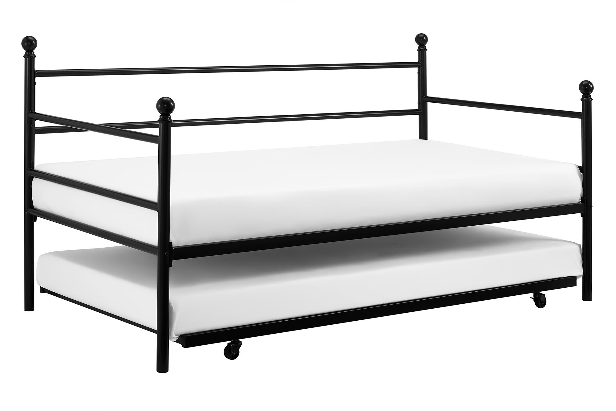Mainstays Modern Metal Daybed with Trundle, Twin Size Frame, Black - image 4 of 18