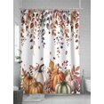 thumbnail image 5 of Fall Shower Curtain Orange Green Pumpkin Leaves Shower Curtains for Bathroom Thanksgiving Decor, Waterproof Polyester Shower Curtain Set with Hooks, Standard Size 66" x 72" Farmhouse, 5 of 6