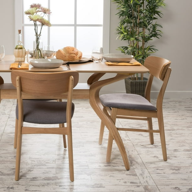 Noble House MidCentury Modern Harper Dining Chairs, Set of 2, Natural