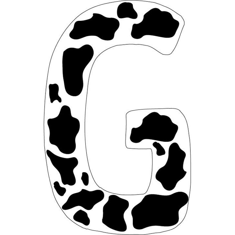 10 inch Cow Animal Print Letter Decals Stickers from A to Z 