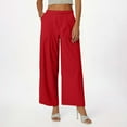 thumbnail image 2 of Pants for Women Thin Breathable Linen Pants High Waisted Loose Fit Solid Spring Summer Trousers Black L, 2 of 5