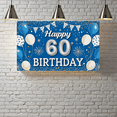 thumbnail image 6 of Blue Themed 60th Birthday Backdrop Banner with Balloons Confetti and Fireworks Party Decoration Photography Prop for Birthday Party Celebrations Event Decor Happy Birthday Party Supplies Background, 6 of 7