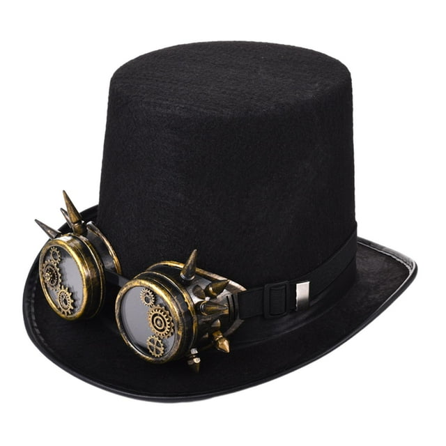 Steampunk, sombrero Punk Retro con gafas extraíbles, sombrero de Jazz, sombrero Steampunk para vacaciones, Cosplay, artículo novedoso
