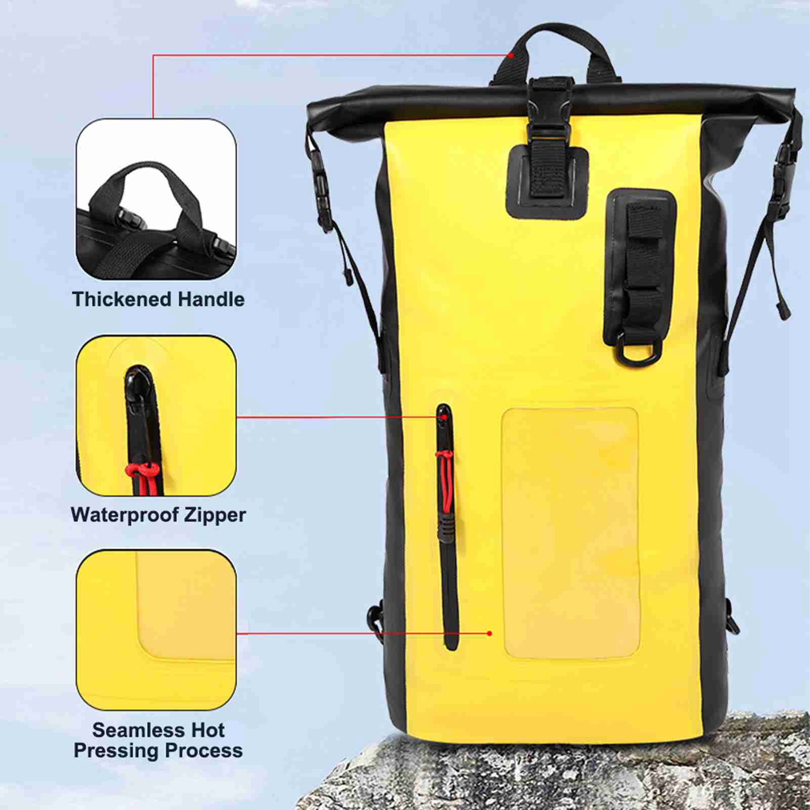 Water Resistant Sports Backpack Wet And Dry Large Capacity Portable Dry Bag For Swimming Rafting Fishing