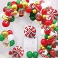 thumbnail image 3 of Kit Arche Guirlande de Ballons de Noël, Ballons Verts Rouges Blancs Dorés avec Ballons en Forme de Canne de Noël Motif Père Noël Explosion Étoile Ballons en Aluminium, 3 of 5