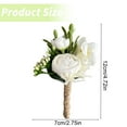 thumbnail image 3 of Rose Boutonniere Men Wedding Flower Pin White Cloth Artificial Roses Flowers Decorations Groom Groomsman Corsage Boutonnieres For Anniversary Celebration Acces,1 Corsage Artificial Flower, 3 of 9