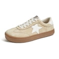 thumbnail image 3 of LUCKY STEP Womens Fashion Star Sneakers Wide Toe Lace Up Casual Shoes,Beige, 3 of 11