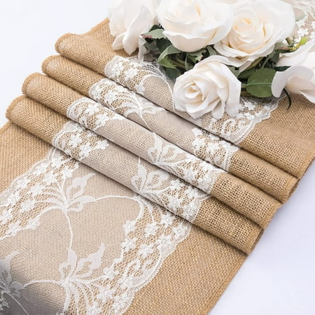 Burlap Lace Table Runners 72 Inch Farmhouse Kitchen Table Runner ...