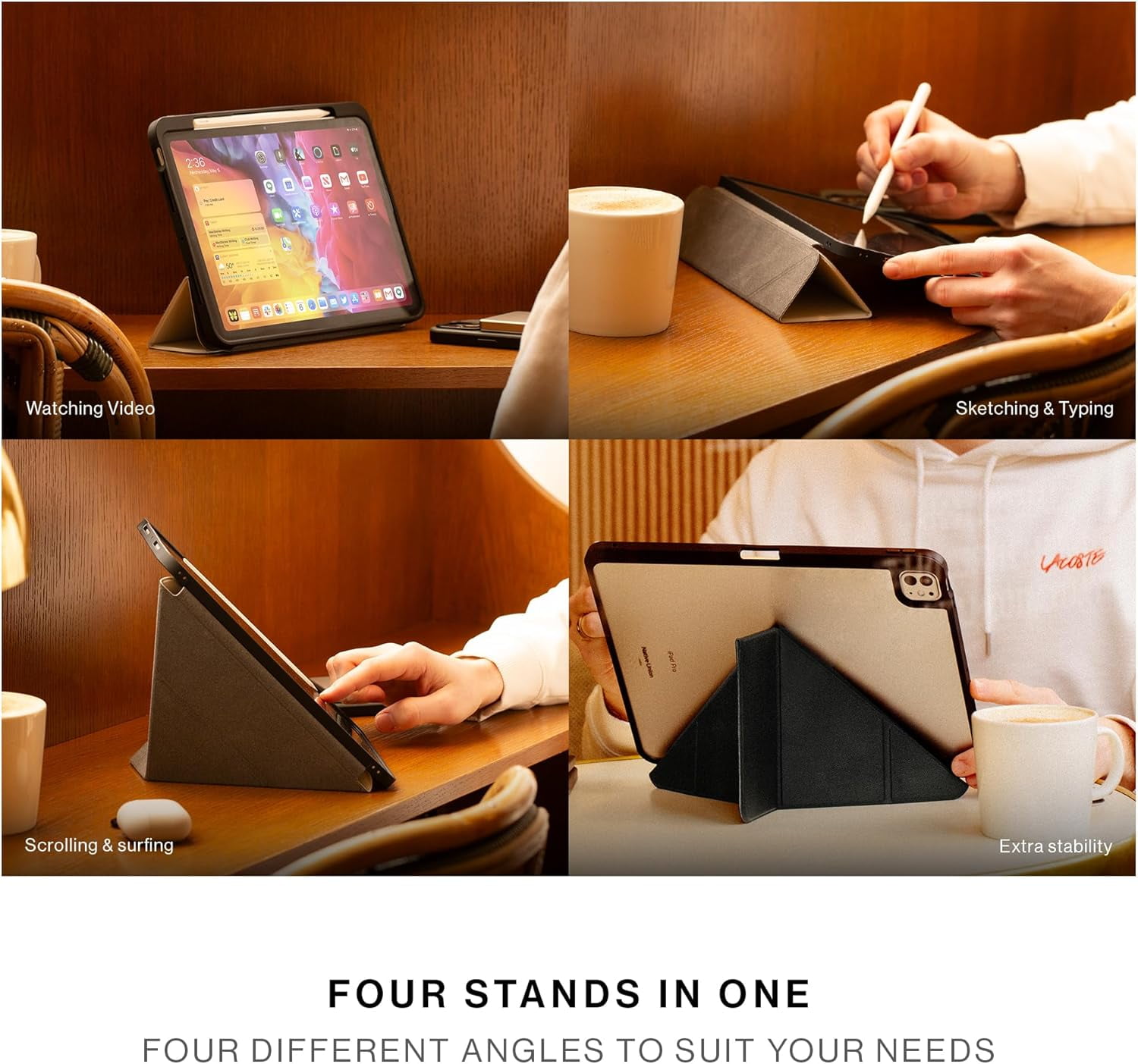 Native Union Active Case for iPad Pro 13" – 4-in-1 Stand Case with Apple Pencil Holder (Black)