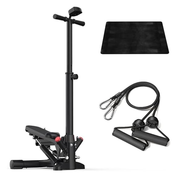 Steppers for Exercise at Home,Mini Stair Stepper with Handlebar and Resistance Bands,Stair Step Workout Machine,Total Body Cardio Equipment, Optional ,Non-Slip Pedals – 300 LB Max Weight