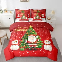Castle Fairy Child Santa Claus 7 Pieces Bedding Comforter Set,Xmas Snowman Full Bedding Set Lightweight,Happy New Year Fitted Sheet Flat Sheet,Breathable Home Decor