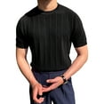 thumbnail image 2 of WTXUE T-Shirts Short Sleeve, Crew Neck Shirts for Men Spring Summer Knit T Shirt Knitted Tops Knit Tops Solid Casual Tops for Men Black XXL, 2 of 7