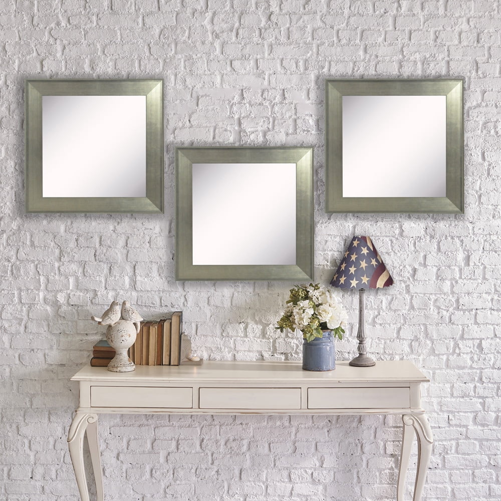 Rayne Mirrors Rayne Brushed Silver Square Wall Mirror Set