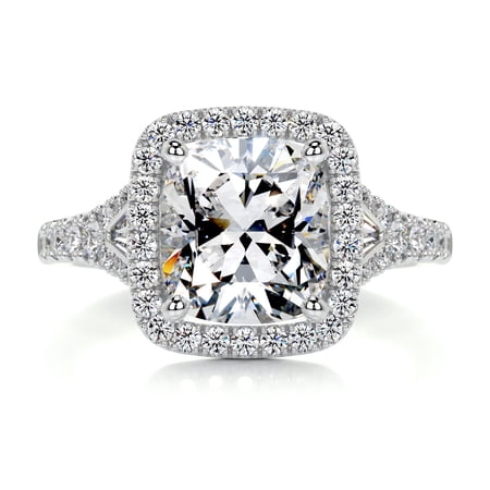 Bella Jewel Cushion Cut Excellent 2 Ct Diamond Ring for Her - Wedding Ring - 14K White Gold Plated Diamond Ring - Engagement Wedding Diamond Ring - Halo Diamond Ring - Eternity Diamond Ring