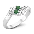 thumbnail image 2 of 2MM Round Natual Emerald 925 Sterling Silver Two Stone Women Anniversary Valentines Day Gifts Ring, 2 of 3