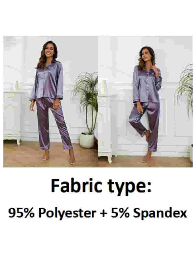 【後払い手数料無料】 Sleeve Long Sets Pajama Silk Womens Satin for Set Pajamas Clothing