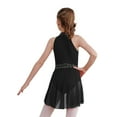 thumbnail image 2 of Aiihoo Girls Shiny Lyrical Dance Dress Sleeveless Halter Neck Leotard Wrap Skirt Modern Jazz Ballet Dress Black 6, 2 of 7