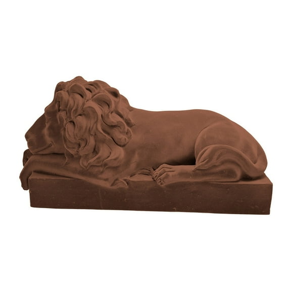 8.7 Inches Polyresin Sleeping Lion on Bar Sculpture, Brown - Saltoro Sherpi