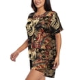 thumbnail image 2 of Kdxio Gothic Eastern Floral Skull Print Pajamas Sets for Women Short-Sleeved Pjs with Lounge Shorts Two Piece Sleepwear S-4XL, 2 of 5