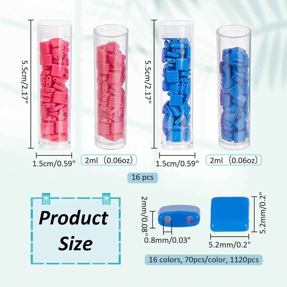 1120Pcs 16 Colors Opaque Acrylic Slide Charms Square Mixed Color 5.2x5.2x2mm Hole: 0.8mm 70pcs/color diy