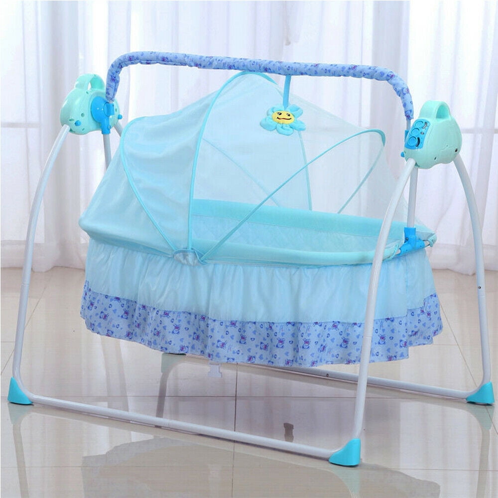 Electric Big Auto-Swing Bed Baby Cradle Space Safe Crib Infant Rocker Cot Three Gears Can Be Adjusted Electric Baby Bassinet Swing with Remote Control Music Remoter Control Sleeping Basket Bed 