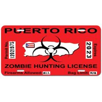 Puerto Rico Rican Zombie Hunting License Permit Red - Biohazard Response Team Novelty Metal Vanity License Tag Plate