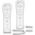 thumbnail image 1 of Replacement Wii Controller 2 Pack, Wii Remote Controller, with Silicone Case and Wrist Strap, Remote Controller for Wii/Wii U, White, 1 of 5