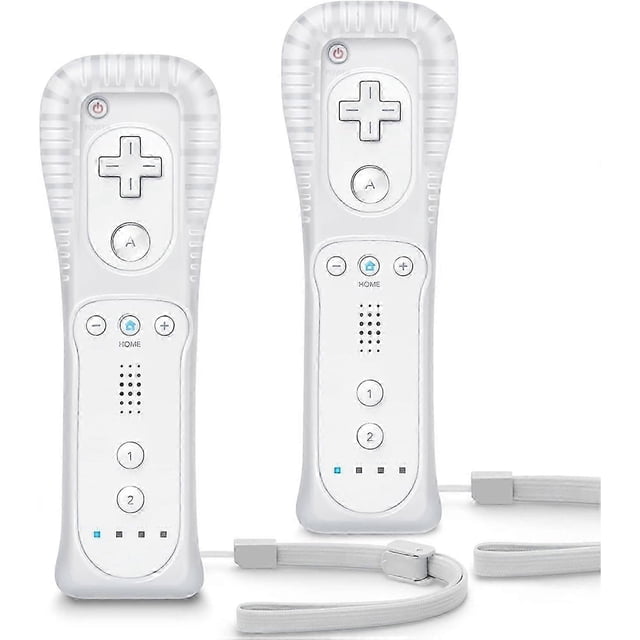 Replacement Wii Controller 2 Pack, Wii Remote Controller, with Silicone Case and Wrist Strap, Remote Controller for Wii/Wii U, White