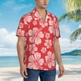 thumbnail image 5 of Balery Red Hibiscus Flower Print Men's Hawaiian Shirts Short Sleeve Beach Shirt Relaxed Fit Vacation Button Down Shirts-XX-Large, 5 of 9