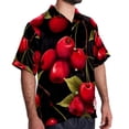 thumbnail image 2 of Cherry Men's Casual Hawaiian Shirts, Printed Button Down Short Sleeve Summer Beach Tops with Spread Collar - Unisex, 2 of 6