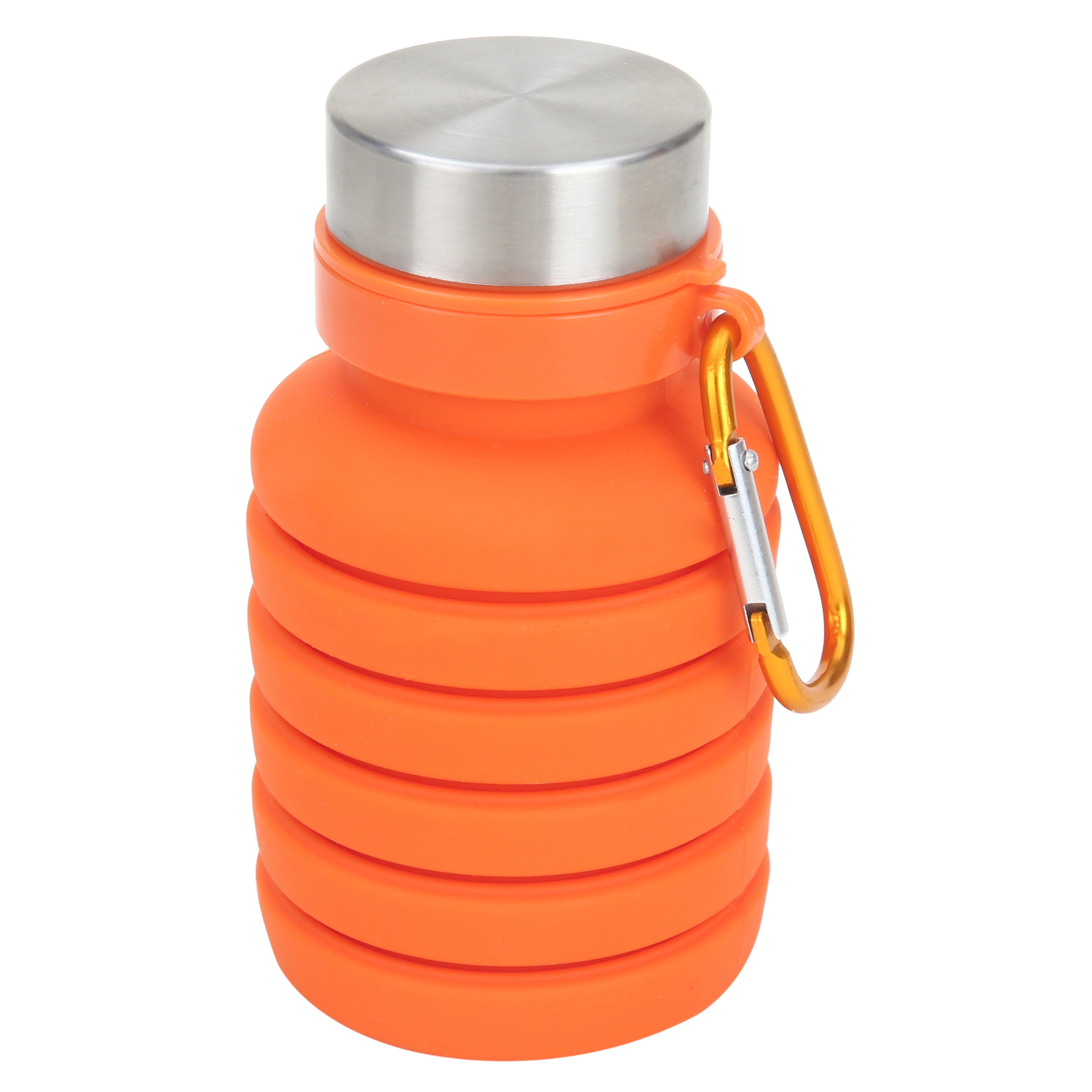 Ozark Trail 16 Ounce Collapsible Silicone Water Bottle with Carabiner  Orange 