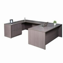Boss Office Products 66" U-Shape Desk with Lateral File in Driftwood